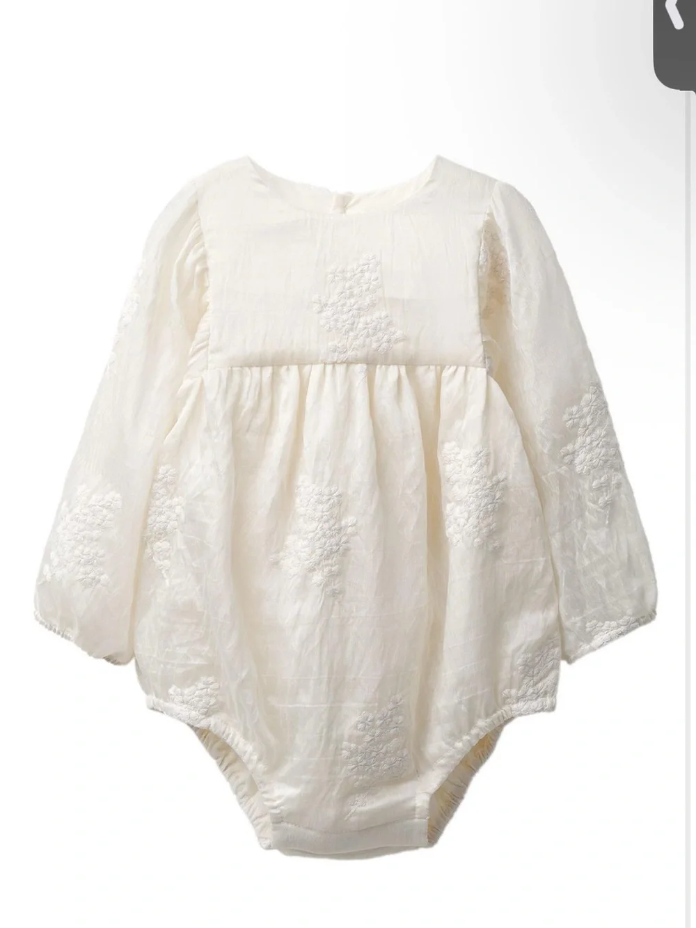 Zara Cream Embroidered Long-Sleeve Baby One-Piece - Picture 1 of 5